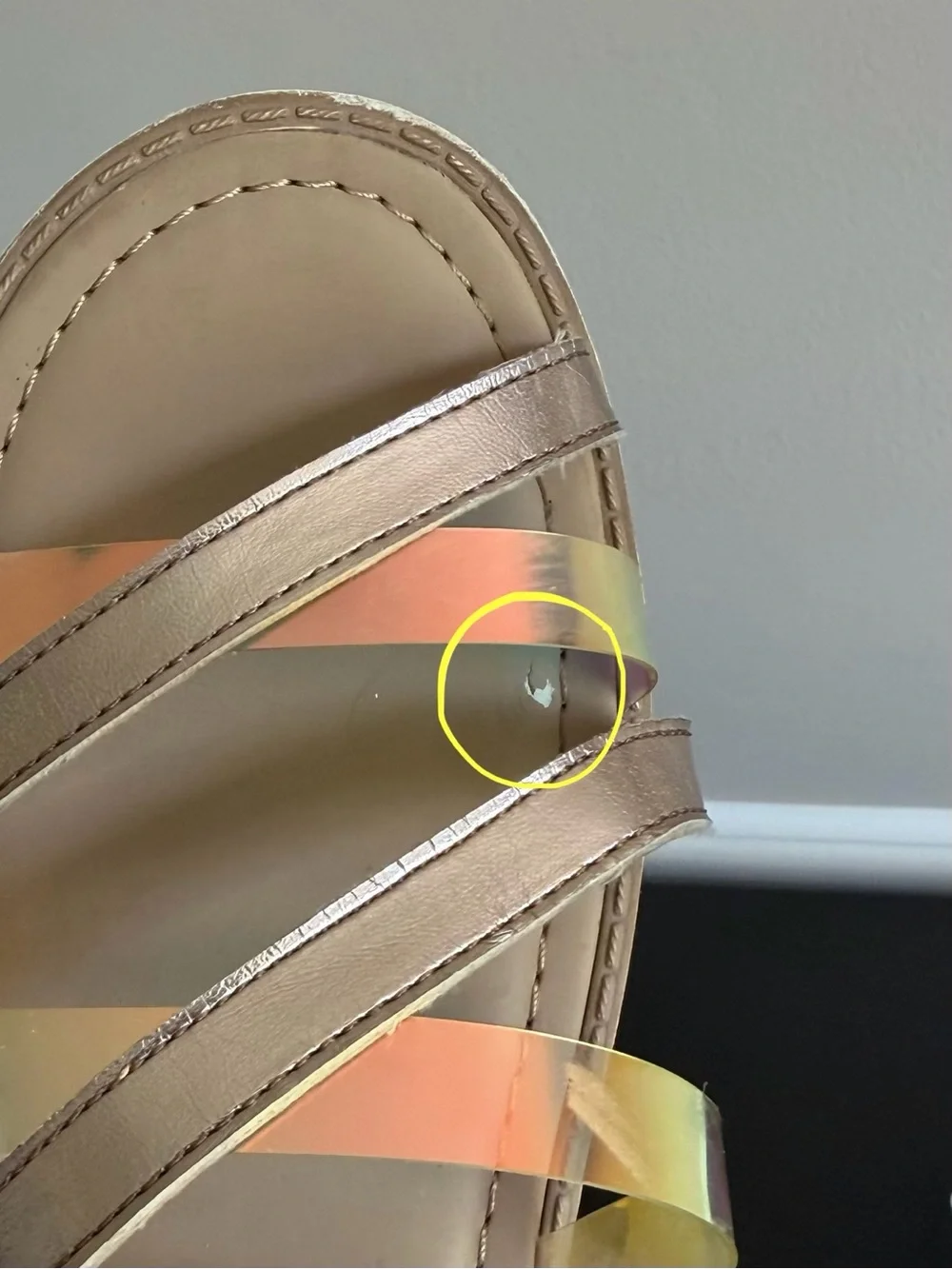 Wonder Nation Girls' 5 Gladiator Sandals Rose Gold Metallic Iridescent Straps
